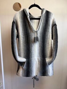 Celine Paris Cashmere Mohair Wool Hoodie Baja Sweater Size M Made in Italy
